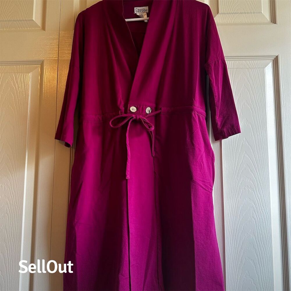Brobe Women's Post Surgery Recovery Robe Magenta Size M